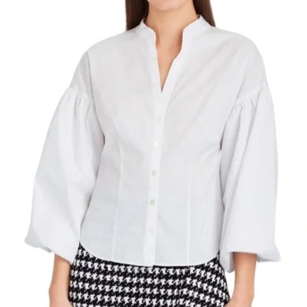 NWT VERONICA BEARD Aileen Puff Sleeve Poplin Blouse